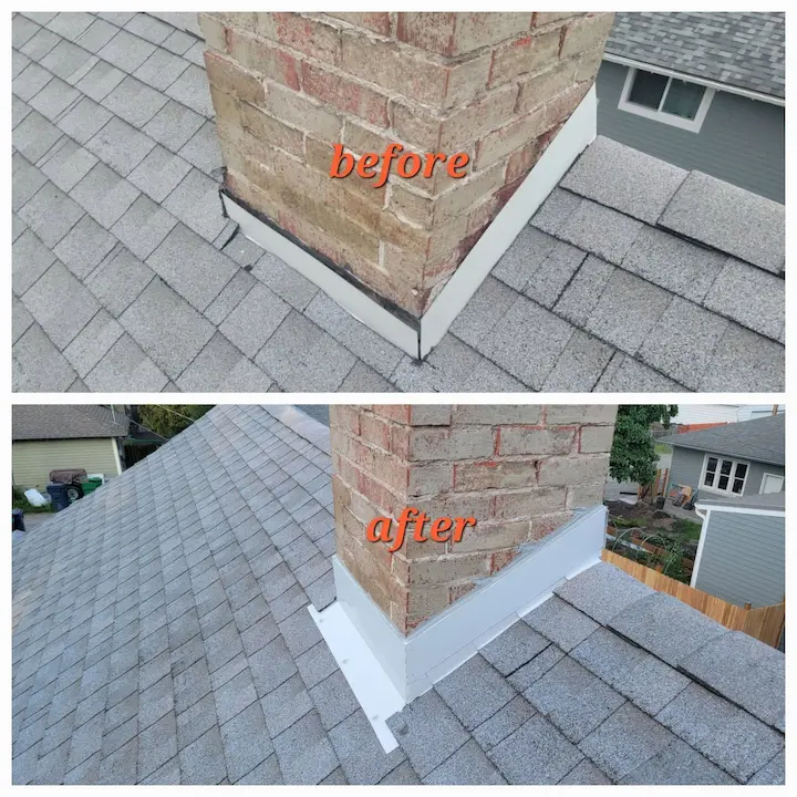 chimney repair in bozeman before and after photo
