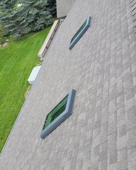 2 new skylights installed in a roof in bozeman