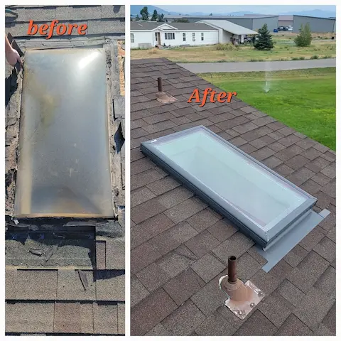 skylight replacement in bozeman before and after
